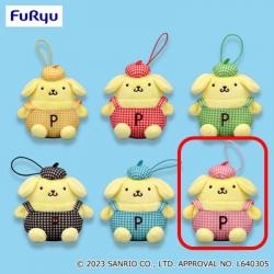 《複数配送限定》【ピンク】ポムポムプリン ギンガムチェックオーバーオールマスコット