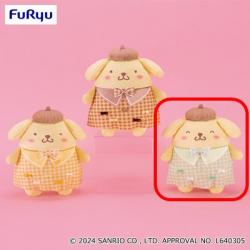 【グリーン】ポムポムプリン リボンいっぱい!ギンガムチェックぬいぐるみ